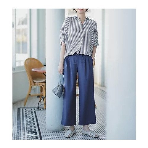 【エニー/ANY】の【洗濯機可/ウエストゴム/ストレッチ/UVケア】イージーケアライトストレッチワイドパンツ インテリア・キッズ・メンズ・レディースファッション・服の通販 founy(ファニー) 　ファッション　Fashion　レディースファッション　Fashion for Women　パンツ　Pants & Trousers　おすすめ　Recommended / Our Picks　ストレッチ　Stretch, Stretchy Fabric　フラット　Flat, Flat Shoes　ワイド　Wide, Wide Fit　ビジネス 仕事 通勤　Business / Work / Commuting　ダルブルー|ID: prp329100004671633 ipo3291000000033770825