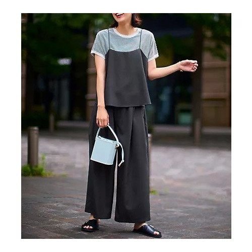 【エニー/ANY】の【2SET/洗濯機可】テックリネンキャミソール パンツセットアップ インテリア・キッズ・メンズ・レディースファッション・服の通販 founy(ファニー) 　ファッション　Fashion　レディースファッション　Fashion for Women　セットアップ　Matching Sets　レディースパンツ・ボトムス　Pants & Trousers / Bottoms　おすすめ　Recommended / Our Picks　インナー　Innerwear　キャミソール　Camisole, Spaghetti Strap Top　コンパクト　Compact, Small Size　セットアップ　Set-Up, Coordinated Outfit　ノースリーブ　Sleeveless, No-Sleeve　フレア　Flare, Flared　リネン　Linen, Linen Fabric　チャコール|ID: prp329100004671657 ipo3291000000033770933