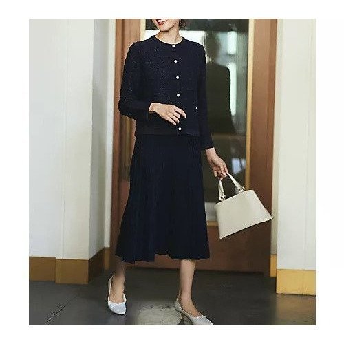 【エニー/ANY】の【洗濯機可/ウエストゴム】セレモニーニットセットアップ 人気、トレンドファッション・服の通販 founy(ファニー) 　ファッション　Fashion　レディースファッション　Fashion for Women　トップス・カットソー　Cut & Sew Tops　ニット　Knit Tops & Sweaters　なめらか　Smooth, Silky Texture　ジャケット　Jacket, Outerwear　ストレッチ　Stretch, Stretchy Fabric　セットアップ　Set-Up, Coordinated Outfit　セレモニー　Ceremony　ツイード　Twill, Twill Weave　フォーマル　Formal, Dressy　プリーツ　Pleats, Pleated　エレガント 上品　Elegant　 other-1|ID: prp329100004671663 ipo3291000000033770956