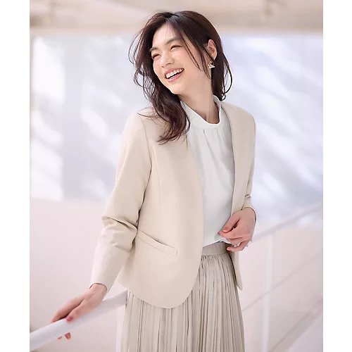【エニー/ANY】の【WEB限定】ダブルクロスストレッチ Vネックノーカラージャケット 人気、トレンドファッション・服の通販 founy(ファニー) 　ファッション　Fashion　レディースファッション　Fashion for Women　アウター　Coat / Outerwear Collection　レディースジャケット・軽アウター　Jackets　ノーカラージャケット / シンプル上品コーデ　Collarless Jackets　おすすめ　Recommended / Our Picks　スタイリッシュ　Stylish, Fashionable　ストレッチ　Stretch, Stretchy Fabric　スリット　Slit, Slit Detail　フィット　Fit, Slim Fit　ワンポイント　One Point, Statement Accent　other-2|ID: prp329100004671669 ipo3291000000033770989