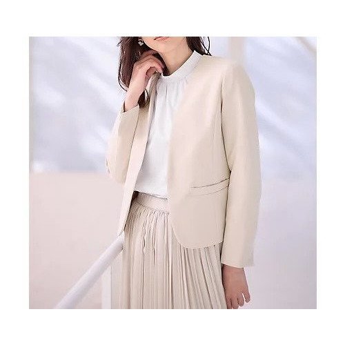 【エニー/ANY】の【WEB限定】ダブルクロスストレッチ Vネックノーカラージャケット 人気、トレンドファッション・服の通販 founy(ファニー) 　ファッション　Fashion　レディースファッション　Fashion for Women　アウター　Coat / Outerwear Collection　レディースジャケット・軽アウター　Jackets　ノーカラージャケット / シンプル上品コーデ　Collarless Jackets　おすすめ　Recommended / Our Picks　スタイリッシュ　Stylish, Fashionable　ストレッチ　Stretch, Stretchy Fabric　スリット　Slit, Slit Detail　フィット　Fit, Slim Fit　ワンポイント　One Point, Statement Accent　other-3|ID: prp329100004671669 ipo3291000000033770990