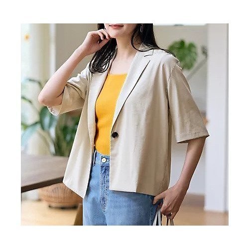 【エニー/ANY】の【洗濯機可/接触冷感/UVケア】清涼リラックス半袖ジャケット 人気、トレンドファッション・服の通販 founy(ファニー) 　ファッション　Fashion　レディースファッション　Fashion for Women　アウター　Coat / Outerwear Collection　レディースジャケット・軽アウター　Jackets　おすすめ　Recommended / Our Picks　ジャケット　Jacket, Outerwear　デニム　Denim, Jeans Material　トレンド　Trend, Trending Now　ブルゾン　Blouson, Bomber Jacket　リラックス　Relax, Relaxed Fit　ワッシャー　Washer, Crinkled Finish　半袖　Short Sleeve, Half Sleeve　other-2|ID: prp329100004671676 ipo3291000000033771017