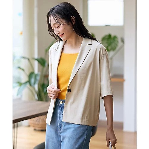 【エニー/ANY】の【洗濯機可/接触冷感/UVケア】清涼リラックス半袖ジャケット 人気、トレンドファッション・服の通販 founy(ファニー) 　ファッション　Fashion　レディースファッション　Fashion for Women　アウター　Coat / Outerwear Collection　レディースジャケット・軽アウター　Jackets　おすすめ　Recommended / Our Picks　ジャケット　Jacket, Outerwear　デニム　Denim, Jeans Material　トレンド　Trend, Trending Now　ブルゾン　Blouson, Bomber Jacket　リラックス　Relax, Relaxed Fit　ワッシャー　Washer, Crinkled Finish　半袖　Short Sleeve, Half Sleeve　other-3|ID: prp329100004671676 ipo3291000000033771018