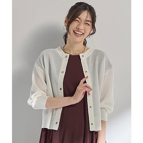 【エニー/ANY】のシアーニットショートカーディガン インテリア・キッズ・メンズ・レディースファッション・服の通販 founy(ファニー) 　ファッション　Fashion　レディースファッション　Fashion for Women　トップス・カットソー　Cut & Sew Tops　ニット　Knit Tops & Sweaters　カーディガン・羽織り　Layered Style Cardigans　インナー　Innerwear　カーディガン　Cardigan, Knitwear　シアー　Sheer, See-Through　ショート　Short, Short Length　タンク　Tank Top, Sleeveless Top　トレンド　Trend, Trending Now　ドット　Polka Dot, Dot Pattern　バランス　Balance, Style Balance　エレガント 上品　Elegant　軽量　Lightweight, Ultra Light　エクリュ|ID: prp329100004671685 ipo3291000000033771057