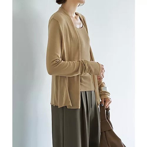 【スタイルデリ/STYLE DELI】の薄手なヌケ感とろみニットカーデセット インテリア・キッズ・メンズ・レディースファッション・服の通販 founy(ファニー) 　ファッション　Fashion　レディースファッション　Fashion for Women　トップス・カットソー　Cut & Sew Tops　ニット　Knit Tops & Sweaters　イエロー　Yellow　インナー　Innerwear　カーディガン　Cardigan, Knitwear　キャミソール　Camisole, Spaghetti Strap Top　ストレッチ　Stretch, Stretchy Fabric　ストレート　Straight, Straight Cut　スリット　Slit, Slit Detail　とろみ　Fluid, Flowy Fabric　タンク　Tank Top, Sleeveless Top　トッパー　Topper, Light Cardigan　定番　Standard, Basic Item　ノースリーブ　Sleeveless, No-Sleeve　長袖　Long Sleeve, Full Sleeve　フィット　Fit, Slim Fit　ポケット　Pocket, Pocket Detail　ラウンド　Round, Round Neck　ワイド　Wide, Wide Fit　冬　Winter / This Winter　ベージュ|ID: prp329100004671713 ipo3291000000033771181
