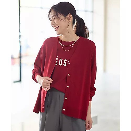 【エニー/ANY】のゆるVネックカーディガン インテリア・キッズ・メンズ・レディースファッション・服の通販 founy(ファニー) ファッション Fashion レディースファッション Fashion for Women トップス・カットソー Cut & Sew Tops カーディガン・羽織り Layered Style Cardigans Vネックトップス V-Neck Tops / V-Cut Neckline Shirts おすすめ Recommended / Our Picks インナー Innerwear カーディガン Cardigan, Knitwear ストレッチ Stretch, Stretchy Fabric バランス Balance, Style Balance エレガント 上品 Elegant 羽織 Haori, Light Jacket レッド|ID: prp329100004680141 ipo3291000000033806112