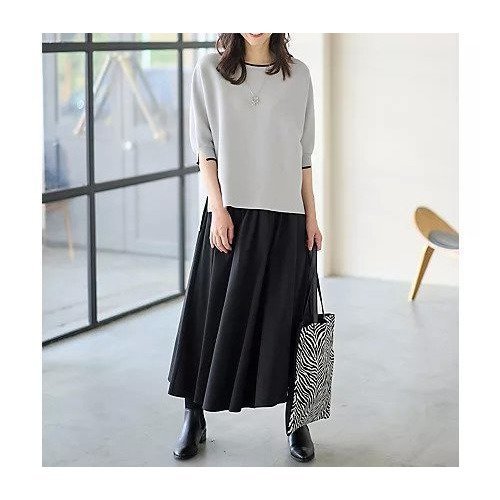 【エニー/ANY】の【2SET】バイカラーニット 布帛スカートセット インテリア・キッズ・メンズ・レディースファッション・服の通販 founy(ファニー) 　ファッション　Fashion　レディースファッション　Fashion for Women　スカート　Skirts　シンプル　Simple, Minimal　ストレッチ　Stretch, Stretchy Fabric　スニーカー　Sneakers, Trainers　スリット　Slit, Slit Detail　セットアップ　Set-Up, Coordinated Outfit　フィット　Fit, Slim Fit　ライトグレー&#215;ブラック|ID: prp329100004680156 ipo3291000000033806250