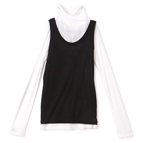 【プレインピープル/PLAIN PEOPLE】のシア―ハイツイストフライスタンクトップレイヤードTシャツ インテリア・キッズ・メンズ・レディースファッション・服の通販 founy(ファニー) 　ファッション　Fashion　レディースファッション　Fashion for Women　トップス・カットソー　Cut & Sew Tops　シャツ・ブラウス・オフィスカジュアル　Elegant Blouses & Button-Ups　ロングTシャツ・Tシャツ　Longline T-Shirts & Tees　インナー　Innerwear　タンク　Tank Top, Sleeveless Top　タートル　Turtleneck, Turtle Collar　フロント　Front, Front Design　ベーシック　Basic, Essential　洗える　Machine Washable　ホワイト&#215;ブラック|ID: prp329100004683364 ipo3291000000033822521