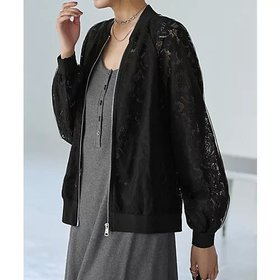 【スタイルデリ/STYLE DELI】 レースにチュールを重ねたブルゾン人気、トレンドファッション・服の通販 founy(ファニー) ファッション Fashion レディースファッション Fashion for Women アウター Coat / Outerwear Collection ブルゾンジャケット・スポーティアウター Blouson Jackets 秋 Autumn カーディガン Cardigan, Knitwear シルバー Silver, Metallic Silver シンプル Simple, Minimal ジャケット Jacket, Outerwear スリット Slit, Slit Detail スリーブ Sleeve, Long Sleeve / Short Sleeve タンク Tank Top, Sleeveless Top チュール Tulip, Tulip Motif 定番 Standard, Basic Item ノースリーブ Sleeveless, No-Sleeve 長袖 Long Sleeve, Full Sleeve フロント Front, Front Design ブルゾン Blouson, Bomber Jacket ポケット Pocket, Pocket Detail 半袖 Short Sleeve, Half Sleeve 防寒 Cold Protection, Winter-Ready 無地 Plain, Solid Color レース Lace, Lace Fabric ワイド Wide, Wide Fit 冬 Winter / This Winter 夏 Summer |ID:prp329100004683412