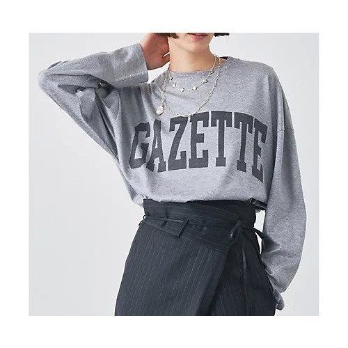 【ウィムガゼット/Whim Gazette】のGAZETTEロングTシャツ インテリア・キッズ・メンズ・レディースファッション・服の通販 founy(ファニー) 　ファッション　Fashion　レディースファッション　Fashion for Women　トップス・カットソー　Cut & Sew Tops　シャツ・ブラウス・オフィスカジュアル　Elegant Blouses & Button-Ups　ロングTシャツ・Tシャツ　Longline T-Shirts & Tees　2025年　2025　2025-2026秋冬・A/W　Autumn/Winter 2025–26 AW25–26　カットソー　Cut and Sewn Top　シルケット　Silket, Silky Cotton　プリント　Print, Printed Pattern　ロング　Long, Long-Length　長袖　Long Sleeve, Full Sleeve　ライトグレー|ID: prp329100004684635 ipo3291000000033830670