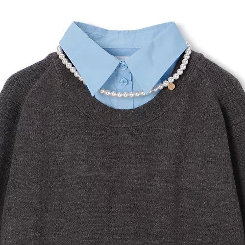 【ミュベール/MUVEIL】のパールネックレス付きシャツニットプルオーバー 人気、トレンドファッション・服の通販 founy(ファニー) 　ファッション　Fashion　レディースファッション　Fashion for Women　トップス・カットソー　Cut & Sew Tops　ニット　Knit Tops & Sweaters　シャツ・ブラウス・オフィスカジュアル　Elegant Blouses & Button-Ups　カジュアルプルオーバー・ニットトップス　Pullovers & Knit Tops / Casual Pullovers　ジュエリー　Jewelry　ネックレス　Necklaces & Pendants　2025年　2025　2025-2026秋冬・A/W　Autumn/Winter 2025–26 AW25–26　カーディガン　Cardigan, Knitwear　ネックレス　Necklace, Pendant Necklace　パール　Pearl, Pearl Accent　プレート　Plate, Dish　モダン　Modern, Contemporary　other-3|ID: prp329100004684657 ipo3291000000036044118