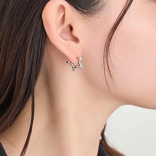 【フィービィー/phoebe】の【金属アレルギー対応】ワンタッチライナースタービジューフープピアス インテリア・キッズ・メンズ・レディースファッション・服の通販 founy(ファニー) 　ファッション　Fashion　レディースファッション　Fashion for Women　ジュエリー　Jewelry, Accessories　ビジュー　Bijou, Jewel-like Accent　モチーフ　Motif, Design Theme　シルバー|ID: prp329100004684709 ipo3291000000033831262