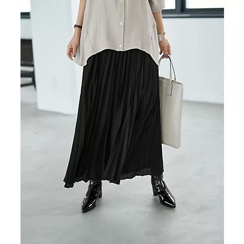 【スタイルデリ/STYLE DELI】の【なめらか全周ゴムウエスト】ジョーゼットプリーツスカート インテリア・キッズ・メンズ・レディースファッション・服の通販 founy(ファニー) 　ファッション　Fashion　レディースファッション　Fashion for Women　スカート　Skirts　プリーツスカート / 上品フェミニンスタイル　Pleated Skirts　くるぶし　Ankle-Length　クール　Cool, Chic　軽量　Lightweight, Ultra Light　シンプル　Simple, Minimal　ジョーゼット　Georgette, Semi-Sheer Fabric　スリット　Slit, Slit Detail　トレンド　Trend, Trending Now　定番　Standard, Basic Item　なめらか　Smooth, Silky Texture　人気　Popular, Best Seller　バランス　Balance, Style Balance　フェミニン　Feminine, Girly　フォルム　Silhouette, Form　プリーツ　Pleats, Pleated　ポケット　Pocket, Pocket Detail　ブラック|ID: prp329100004684877 ipo3291000000033832177