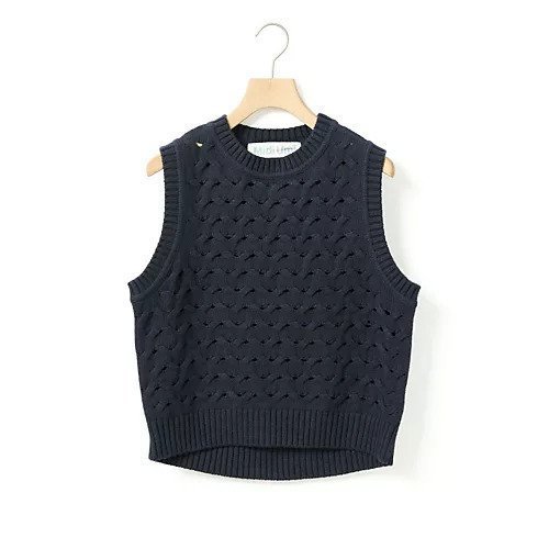 【ミディウミ/MidiUmi】のショート編みパターンベスト インテリア・キッズ・メンズ・レディースファッション・服の通販 founy(ファニー) 　ファッション　Fashion　レディースファッション　Fashion for Women　アウター　Coat / Outerwear Collection　トップス・カットソー　Cut & Sew Tops　ベスト&ジレ / 重ね着スタイル　Vests & Gilets　ショート　Short, Short Length　バスケット　Basket, Basket Bag　パターン　Pattern, Design Print　ベスト　Vest, Waistcoat　ベーシック　Basic, Essential　A/W・秋冬　Autumn/Winter　ネイビー|ID: prp329100004686342 ipo3291000000035919984