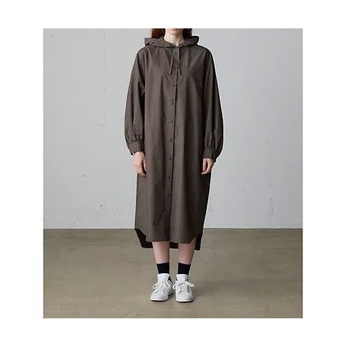 【ミディウミ/MidiUmi】のフード付きシャツワンピース インテリア・キッズ・メンズ・レディースファッション・服の通販 founy(ファニー) 　ファッション　Fashion　レディースファッション　Fashion for Women　ワンピース　Dresses　シャツワンピース / 1枚で着映えコーデ　Shirt Dresses　タイプライター　Typewriter Fabric, Crisp Cotton　ベスト　Vest, Waistcoat　チャコールグレー|ID: prp329100004686362 ipo3291000000033840962