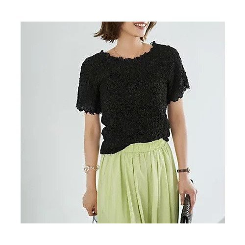 【スタイルデリ/STYLE DELI】の【LUXE】バブルカットソーの端っこメロウTシャツ 人気、トレンドファッション・服の通販 founy(ファニー) 　ファッション　Fashion　レディースファッション　Fashion for Women　トップス・カットソー　Cut & Sew Tops　シャツ・ブラウス・オフィスカジュアル　Elegant Blouses & Button-Ups　ロングTシャツ・Tシャツ　Longline T-Shirts & Tees　カットソー・ベーシックTシャツ　Cut-and-Sewn Tops / Stretch Tees & Basics　イエロー　Yellow　インナー　Innerwear　秋　Autumn　カットソー　Cut and Sewn Top　カーディガン　Cardigan, Knitwear　サロペット　Overalls, Salopette　シアー　Sheer, See-Through　ジャケット　Jacket, Outerwear　ストレート　Straight, Straight Cut　スリット　Slit, Slit Detail　定番　Standard, Basic Item　半袖　Short Sleeve, Half Sleeve　ラウンド　Round, Round Neck　夏　Summer　other-2|ID: prp329100004686519 ipo3291000000033842198