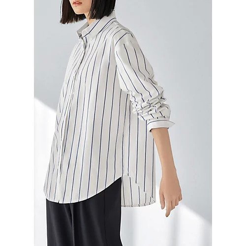 【スタイルデリ/STYLE DELI】の広め間隔ストライプシャツ インテリア・キッズ・メンズ・レディースファッション・服の通販 founy(ファニー) 　ファッション　Fashion　レディースファッション　Fashion for Women　トップス・カットソー　Cut & Sew Tops　シャツ・ブラウス・オフィスカジュアル　Elegant Blouses & Button-Ups　春　Spring　秋　Autumn　カフス　Cuff Design　カーディガン　Cardigan, Knitwear　スウェット / スエット　Sweatshirt, Sweatwear　ストライプ　Stripe, Striped Pattern　定番　Standard, Basic Item　バランス　Balance, Style Balance　パール　Pearl, Pearl Accent　フロント　Front, Front Design　ボーダー　Border, Stripe　ポケット　Pocket, Pocket Detail　ワイド　Wide, Wide Fit　冬　Winter / This Winter　A/W・秋冬　Autumn/Winter　ホワイト|ID: prp329100004686521 ipo3291000000033842208