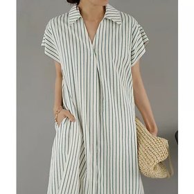 【スタイルデリ/STYLE DELI】 【LUXE】洗いコットンの半袖ストライプ柄シャツワンピース人気、トレンドファッション・服の通販 founy(ファニー) ファッション Fashion レディースファッション Fashion for Women ワンピース Dresses シャツワンピース / 1枚で着映えコーデ Shirt Dresses インナー Innerwear 春 Spring くるぶし Ankle-Length カーディガン Cardigan, Knitwear キャミソール Camisole, Spaghetti Strap Top サンダル Sandals, Summer Shoes シューズ Shoes, Footwear ジャケット Jacket, Outerwear ストライプ Stripe, Striped Pattern スニーカー Sneakers, Trainers タンク Tank Top, Sleeveless Top 人気 Popular, Best Seller バランス Balance, Style Balance パジャマ Pajamas, Sleepwear フラット Flat, Flat Shoes フロント Front, Front Design ベスト Vest, Waistcoat ペチコート Petticoat, Underskirt 半袖 Short Sleeve, Half Sleeve リボン Ribbon, Bow リラックス Relax, Relaxed Fit ループ Loop, Loop Knit ロング Long, Long-Length S/S・春夏 SS, Spring/Summer, Warm Season 夏 Summer |ID:prp329100004686524