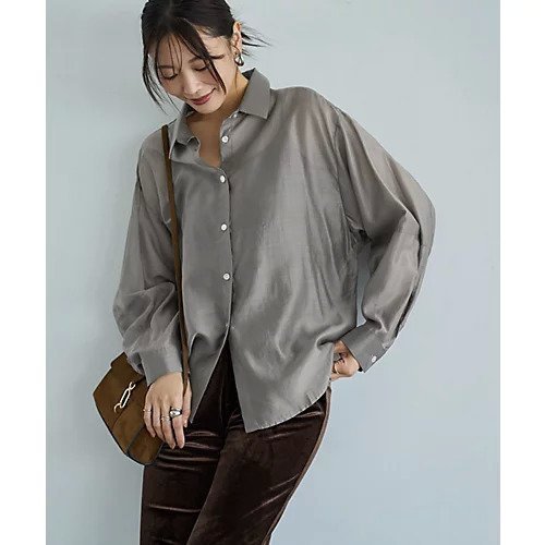 【スタイルデリ/STYLE DELI】の袖ハギ微光沢シアーシャツ インテリア・キッズ・メンズ・レディースファッション・服の通販 founy(ファニー) 　ファッション　Fashion　レディースファッション　Fashion for Women　トップス・カットソー　Cut & Sew Tops　シャツ・ブラウス・オフィスカジュアル　Elegant Blouses & Button-Ups　インナー　Innerwear　エアリー　Airy Texture　カーディガン　Cardigan, Knitwear　ギャザー　Gathered, Ruffled　クール　Cool, Chic　シアー　Sheer, See-Through　ジャケット　Jacket, Outerwear　ストレート　Straight, Straight Cut　タンク　Tank Top, Sleeveless Top　タートル　Turtleneck, Turtle Collar　長袖　Long Sleeve, Full Sleeve　パターン　Pattern, Design Print　フォルム　Silhouette, Form　ワイド　Wide, Wide Fit　冬　Winter / This Winter　おすすめ　Recommended / Our Picks　夏　Summer　ストーン|ID: prp329100004688106 ipo3291000000036319302