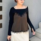 【ノーリーズソフィー/NOLLEY'S sophi】のウォッシャブルレーストリミングサテンキャミブラウス ダークブラウン|ID: prp329100004689263 ipo3291000000033938401