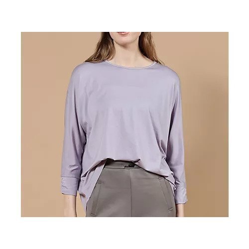 【ジュリエ/Julier】のエコリヨセルハーフスリーブプルオーバー インテリア・キッズ・メンズ・レディースファッション・服の通販 founy(ファニー) 　ファッション　Fashion　レディースファッション　Fashion for Women　トップス・カットソー　Cut & Sew Tops　カジュアルプルオーバー・ニットトップス　Pullovers & Knit Tops / Casual Pullovers　ギャザー　Gathered, Ruffled　コレクション　Collection, Seasonal Line　ストレッチ　Stretch, Stretchy Fabric　なめらか　Smooth, Silky Texture　無地　Plain, Solid Color　ヨガ　Yoga, Yoga Wear　ラベンダー　Lavender　リラックス　Relax, Relaxed Fit　エレガント 上品　Elegant　ラベンダー|ID: prp329100004689267 ipo3291000000033866353