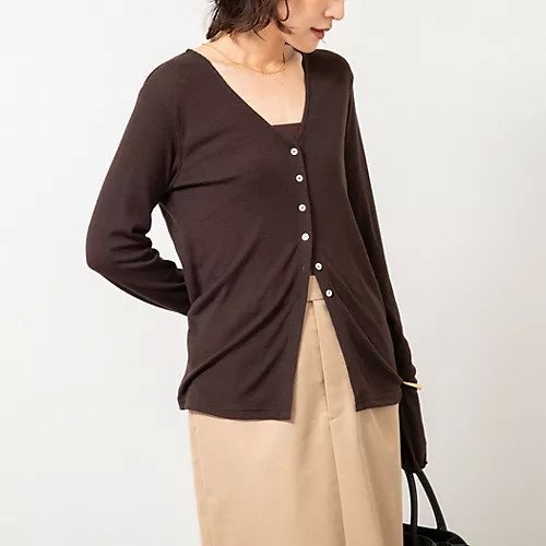 【ノーリーズ/NOLLEY'S】のMY STANDARD ウォッシャブルリブカーディガン インテリア・キッズ・メンズ・レディースファッション・服の通販 founy(ファニー) 　ファッション　Fashion　レディースファッション　Fashion for Women　トップス・カットソー　Cut & Sew Tops　カーディガン・羽織り　Layered Style Cardigans　2025年　2025　2025-2026秋冬・A/W　Autumn/Winter 2025–26 AW25–26　おすすめ　Recommended / Our Picks　カーディガン　Cardigan, Knitwear　シェイプ　Shape, Slim Fit　スリット　Slit, Slit Detail　ロング　Long, Long-Length　秋　Autumn　ダークブラウン|ID: prp329100004689335 ipo3291000000033866848