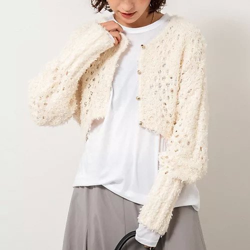 【ノーリーズ/NOLLEY'S】の《手洗い可能》カットフェザーヤーン透かし柄2WAYカーディガン インテリア・キッズ・メンズ・レディースファッション・服の通販 founy(ファニー) 　ファッション　Fashion　レディースファッション　Fashion for Women　トップス・カットソー　Cut & Sew Tops　カーディガン・羽織り　Layered Style Cardigans　2025年　2025　2025-2026秋冬・A/W　Autumn/Winter 2025–26 AW25–26　カーディガン　Cardigan, Knitwear　ショート　Short, Short Length　バランス　Balance, Style Balance　ボレロ　Bolero, Short Cardigan　ロング　Long, Long-Length　ワイド　Wide, Wide Fit　夏　Summer　透かし　Cut-Out, Lacework　エクリュ|ID: prp329100004689337 ipo3291000000033866862