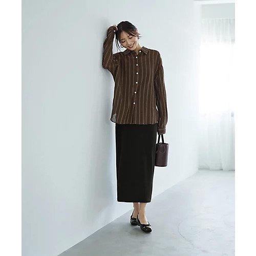 【スタイルデリ/STYLE DELI】の微シアー加工ストライプ柄シャツ 人気、トレンドファッション・服の通販 founy(ファニー) 　ファッション　Fashion　レディースファッション　Fashion for Women　トップス・カットソー　Cut & Sew Tops　シャツ・ブラウス・オフィスカジュアル　Elegant Blouses & Button-Ups　インナー　Innerwear　エアリー　Airy Texture　春　Spring　秋　Autumn　カーディガン　Cardigan, Knitwear　サロペット　Overalls, Salopette　シアー　Sheer, See-Through　ジャケット　Jacket, Outerwear　ストライプ　Stripe, Striped Pattern　ストレート　Straight, Straight Cut　スリット　Slit, Slit Detail　タンク　Tank Top, Sleeveless Top　タートル　Turtleneck, Turtle Collar　長袖　Long Sleeve, Full Sleeve　バランス　Balance, Style Balance　パール　Pearl, Pearl Accent　フロント　Front, Front Design　ポケット　Pocket, Pocket Detail　ラウンド　Round, Round Neck　ワイド　Wide, Wide Fit　冬　Winter / This Winter　S/S・春夏　SS, Spring/Summer, Warm Season　夏　Summer　other-2|ID: prp329100004691443 ipo3291000000033878208