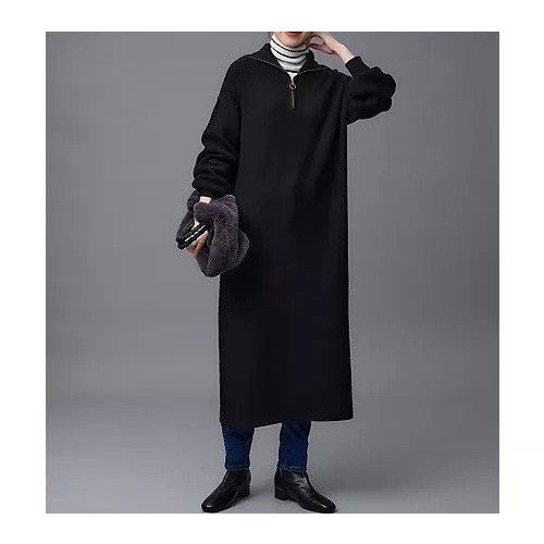 【エニー/ANY】の【洗濯機可能】ハーフジップニットワンピース 人気、トレンドファッション・服の通販 founy(ファニー) 　ファッション　Fashion　レディースファッション　Fashion for Women　ワンピース　Dresses　ニットワンピース　Knit Dresses　おすすめ　Recommended / Our Picks　インナー　Innerwear　ジップ　Zip, Zipper　ストレート　Straight, Straight Cut　チャーム　Charm, Pendant　デニム　Denim, Jeans Material　トレンド　Trend, Trending Now　 other-1|ID: prp329100004691459 ipo3291000000034615112