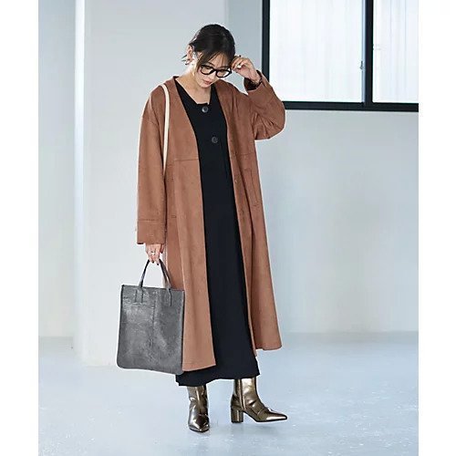 【スタイルデリ/STYLE DELI】のフェイクスエードノーカラーコート/ロング丈 人気、トレンドファッション・服の通販 founy(ファニー) 　ファッション　Fashion　レディースファッション　Fashion for Women　アウター　Coat / Outerwear Collection　コート・ロングコート・ピーコート　Long Coats, Peacoats & More　アクセサリー　Fashion Accessories　春　Spring　秋　Autumn　くるぶし　Ankle-Length　軽量　Lightweight, Ultra Light　ショルダー　Shoulder, Shoulder Strap　シンプル　Simple, Minimal　ストレッチ　Stretch, Stretchy Fabric　スリット　Slit, Slit Detail　スリーブ　Sleeve, Long Sleeve / Short Sleeve　ドロップ　Drop Shoulder, Dropped Style　定番　Standard, Basic Item　なめらか　Smooth, Silky Texture　フラット　Flat, Flat Shoes　フロント　Front, Front Design　ボンディング　Bonding, Bonded Fabric　ポケット　Pocket, Pocket Detail　ロング　Long, Long-Length　冬　Winter / This Winter　other-3|ID: prp329100004691469 ipo3291000000033878419