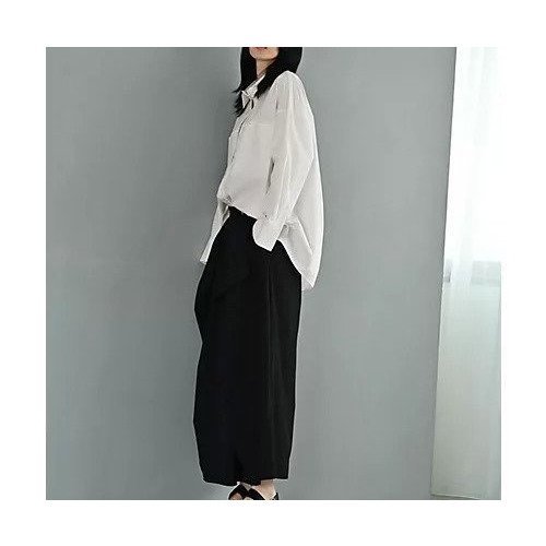 【スタイルデリ/STYLE DELI】の【BLK001】後ろコクーンシャツ インテリア・キッズ・メンズ・レディースファッション・服の通販 founy(ファニー) 　ファッション　Fashion　レディースファッション　Fashion for Women　トップス・カットソー　Cut & Sew Tops　シャツ・ブラウス・オフィスカジュアル　Elegant Blouses & Button-Ups　イエロー　Yellow　キャミソール　Camisole, Spaghetti Strap Top　シンプル　Simple, Minimal　ストレッチ　Stretch, Stretchy Fabric　スラックス　Slacks, Dress Pants　スリット　Slit, Slit Detail　タンク　Tank Top, Sleeveless Top　ノースリーブ　Sleeveless, No-Sleeve　ワイド　Wide, Wide Fit　ワンポイント　One Point, Statement Accent　おすすめ　Recommended / Our Picks　オフホワイト|ID: prp329100004694288 ipo3291000000033896237