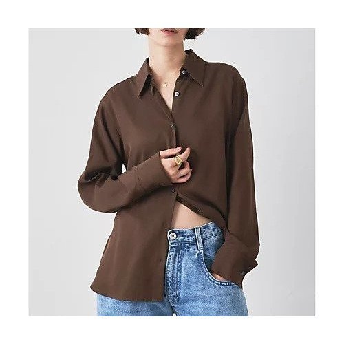 【ウィムガゼット/Whim Gazette】のトロミシャツ インテリア・キッズ・メンズ・レディースファッション・服の通販 founy(ファニー) 　ファッション　Fashion　レディースファッション　Fashion for Women　トップス・カットソー　Cut & Sew Tops　シャツ・ブラウス・オフィスカジュアル　Elegant Blouses & Button-Ups　2025年　2025　2025-2026秋冬・A/W　Autumn/Winter 2025–26 AW25–26　とろみ　Fluid, Flowy Fabric　クラシック　Classic, Timeless Style　ドレープ　Drape, Draping Fabric　ベーシック　Basic, Essential　モダン　Modern, Contemporary　ヴィンテージ　Vintage Style　エレガント 上品　Elegant　ブラウン|ID: prp329100004695428 ipo3291000000033906084