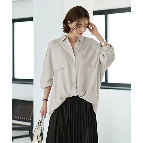 【スタイルデリ/STYLE DELI】の【LUXE】前裾イン風ワザあり2WAYシャツ インテリア・キッズ・メンズ・レディースファッション・服の通販 founy(ファニー) ファッション Fashion レディースファッション Fashion for Women トップス・カットソー Cut & Sew Tops シャツ・ブラウス・オフィスカジュアル Elegant Blouses & Button-Ups シンプル Simple, Minimal ストレート Straight, Straight Cut 長袖 Long Sleeve, Full Sleeve バランス Balance, Style Balance パール Pearl, Pearl Accent フィット Fit, Slim Fit フォルム Silhouette, Form ポケット Pocket, Pocket Detail A/W・秋冬 Autumn/Winter 夏 Summer グレージュ|ID: prp329100004695561 ipo3291000000034565476