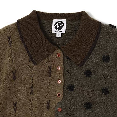 【ヤンヤン/YANYAN】のDAISY SHORT SLEEVE CARDIGAN (FW25) 人気、トレンドファッション・服の通販 founy(ファニー) 　ファッション　Fashion　レディースファッション　Fashion for Women　トップス・カットソー　Cut & Sew Tops　カーディガン・羽織り　Layered Style Cardigans　2025年　2025　2025-2026秋冬・A/W　Autumn/Winter 2025–26 AW25–26　カーディガン　Cardigan, Knitwear　ドット　Polka Dot, Dot Pattern　パイピング　Piping, Trim Design　パッチワーク　Patchwork, Mixed Fabric　ミリタリー　Military, Army Style　今季　This Season, Current Season　半袖　Short Sleeve, Half Sleeve　other-3|ID: prp329100004695567 ipo3291000000033906930
