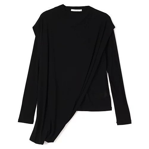 【プレインピープル/PLAIN PEOPLE】のシア―ハイツイストフライスショール型レイヤードTシャツ 人気、トレンドファッション・服の通販 founy(ファニー) 　ファッション　Fashion　レディースファッション　Fashion for Women　トップス・カットソー　Cut & Sew Tops　シャツ・ブラウス・オフィスカジュアル　Elegant Blouses & Button-Ups　ロングTシャツ・Tシャツ　Longline T-Shirts & Tees　ショール　Shawl, Wrap　ドレープ　Drape, Draping Fabric　ベスト　Vest, Waistcoat　ベーシック　Basic, Essential　洗える　Machine Washable　長袖　Long Sleeve, Full Sleeve　 other-1|ID: prp329100004696724 ipo3291000000033917146