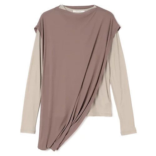 【プレインピープル/PLAIN PEOPLE】のシア―ハイツイストフライスショール型レイヤードTシャツ インテリア・キッズ・メンズ・レディースファッション・服の通販 founy(ファニー) 　ファッション　Fashion　レディースファッション　Fashion for Women　トップス・カットソー　Cut & Sew Tops　シャツ・ブラウス・オフィスカジュアル　Elegant Blouses & Button-Ups　ロングTシャツ・Tシャツ　Longline T-Shirts & Tees　ショール　Shawl, Wrap　ドレープ　Drape, Draping Fabric　ベスト　Vest, Waistcoat　ベーシック　Basic, Essential　洗える　Machine Washable　長袖　Long Sleeve, Full Sleeve　ミントグリーン|ID: prp329100004696724 ipo3291000000033917149