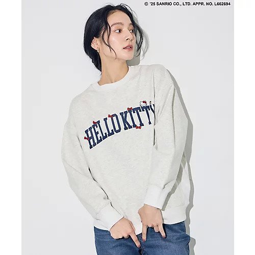 【エニー/ANY】の【ハローキティ ANY】ロゴスウェット インテリア・キッズ・メンズ・レディースファッション・服の通販 founy(ファニー) 　ファッション　Fashion　レディースファッション　Fashion for Women　トップス・カットソー　Cut & Sew Tops　レディースパーカー・カジュアルフーディー　Casual Hoodies & Sweatshirts　スウェット・クルーネックトップス　Sweatshirts & Crewnecks / Relaxed Fit Sweat Tops　おすすめ　Recommended / Our Picks　インナー　Innerwear　ジャケット　Jacket, Outerwear　タートルネック　Turtleneck, High Neck　デニム　Denim, Jeans Material　リボン　Ribbon, Bow　ライトグレー|ID: prp329100004696764 ipo3291000000033917434