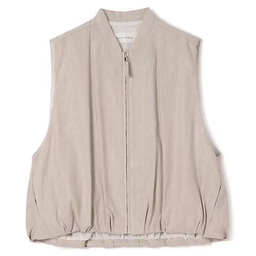 【プレインピープル/PLAIN PEOPLE】のリネンレーヨンストレッチブルゾンジレ インテリア・キッズ・メンズ・レディースファッション・服の通販 founy(ファニー) 　ファッション　Fashion　レディースファッション　Fashion for Women　アウター　Coat / Outerwear Collection　ブルゾンジャケット・スポーティアウター　Blouson Jackets　トップス・カットソー　Cut & Sew Tops　ベスト&ジレ / 重ね着スタイル　Vests & Gilets　ギャザー　Gathered, Ruffled　セットアップ　Set-Up, Coordinated Outfit　ドレス　Dress, One-Piece　ブルゾン　Blouson, Bomber Jacket　ベージュ|ID: prp329100004696767 ipo3291000000033917466