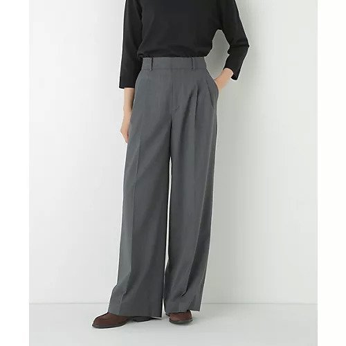 【ヒューマンウーマン/HUMAN WOMAN】のダブルタックバギーパンツ インテリア・キッズ・メンズ・レディースファッション・服の通販 founy(ファニー) 　ファッション　Fashion　レディースファッション　Fashion for Women　パンツ　Pants & Trousers　おすすめ　Recommended / Our Picks　シンプル　Simple, Minimal　ジャケット　Jacket, Outerwear　スタンダード　Standard, Basic　ストレッチ　Stretch, Stretchy Fabric　セットアップ　Set-Up, Coordinated Outfit　トップグレー|ID: prp329100004696783 ipo3291000000033917585