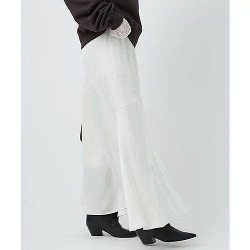 【カオス/Chaos】のアースサテンスカート インテリア・キッズ・メンズ・レディースファッション・服の通販 founy(ファニー) 　ファッション　Fashion　レディースファッション　Fashion for Women　スカート　Skirts　エレガント 上品　Elegant　ヴィンテージ　Vintage Style　サテン　Satin, Glossy Fabric　ダブル　Double, Double-Breasted　フレア　Flare, Flared　ミックス　Mix, Mixed Style　A/W・秋冬　Autumn/Winter　オフホワイト|ID: prp329100004696923 ipo3291000000033918414