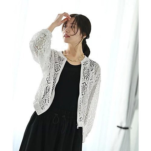 【スタイルデリ/STYLE DELI】の【BLK001】総レースジップブルゾン 人気、トレンドファッション・服の通販 founy(ファニー) 　ファッション　Fashion　レディースファッション　Fashion for Women　アウター　Coat / Outerwear Collection　ブルゾンジャケット・スポーティアウター　Blouson Jackets　春　Spring　秋　Autumn　シンプル　Simple, Minimal　ジップアップ　Zip-Up, Full Zip　スリット　Slit, Slit Detail　定番　Standard, Basic Item　フォルム　Silhouette, Form　防寒　Cold Protection, Winter-Ready　ラウンド　Round, Round Neck　レース　Lace, Lace Fabric　冬　Winter / This Winter　おすすめ　Recommended / Our Picks　旅行　Travel　エレガント 上品　Elegant　 other-1|ID: prp329100004696933 ipo3291000000033918452