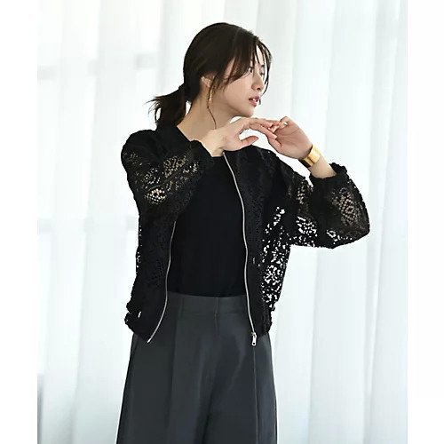 【スタイルデリ/STYLE DELI】の【BLK001】総レースジップブルゾン インテリア・キッズ・メンズ・レディースファッション・服の通販 founy(ファニー) 　ファッション　Fashion　レディースファッション　Fashion for Women　アウター　Coat / Outerwear Collection　ブルゾンジャケット・スポーティアウター　Blouson Jackets　春　Spring　秋　Autumn　シンプル　Simple, Minimal　ジップアップ　Zip-Up, Full Zip　スリット　Slit, Slit Detail　定番　Standard, Basic Item　フォルム　Silhouette, Form　防寒　Cold Protection, Winter-Ready　ラウンド　Round, Round Neck　レース　Lace, Lace Fabric　冬　Winter / This Winter　おすすめ　Recommended / Our Picks　旅行　Travel　エレガント 上品　Elegant　ブラック|ID: prp329100004696933 ipo3291000000033918455