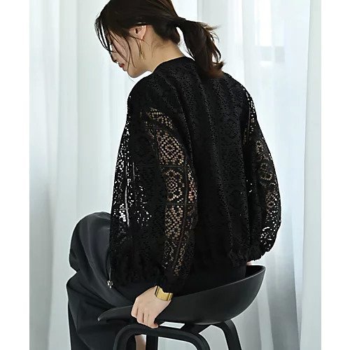 【スタイルデリ/STYLE DELI】の【BLK001】総レースジップブルゾン 人気、トレンドファッション・服の通販 founy(ファニー) 　ファッション　Fashion　レディースファッション　Fashion for Women　アウター　Coat / Outerwear Collection　ブルゾンジャケット・スポーティアウター　Blouson Jackets　春　Spring　秋　Autumn　シンプル　Simple, Minimal　ジップアップ　Zip-Up, Full Zip　スリット　Slit, Slit Detail　定番　Standard, Basic Item　フォルム　Silhouette, Form　防寒　Cold Protection, Winter-Ready　ラウンド　Round, Round Neck　レース　Lace, Lace Fabric　冬　Winter / This Winter　おすすめ　Recommended / Our Picks　旅行　Travel　エレガント 上品　Elegant　other-2|ID: prp329100004696933 ipo3291000000033918456