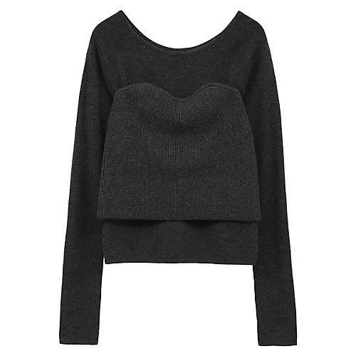 【クラネ/CLANE】のBUSTIER SET KNIT TOPS インテリア・キッズ・メンズ・レディースファッション・服の通販 founy(ファニー) https://founy.com/ ファッション Fashion レディースファッション Fashion for Women トップス・カットソー Cut & Sew Tops ニット Knit Tops & Sweaters ビスチェ Bustiers & Corset Tops / Layered Bustier Style 2025年 2025 2025-2026秋冬・A/W Autumn/Winter 2025–26 AW25–26 おすすめ Recommended / Our Picks ショート Short, Short Length ストレッチ Stretch, Stretchy Fabric デコルテ Décolleté, Neckline ビスチェ Bustier, Corset Top フィット Fit, Slim Fit フロント Front, Front Design 長袖 Long Sleeve, Full Sleeve |ID: prp329100004699931 ipo3291000000035292699