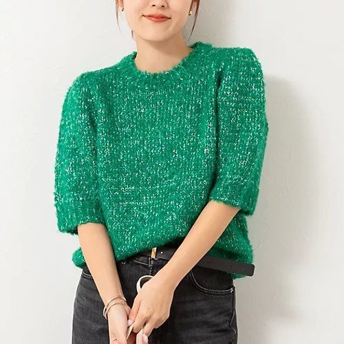 【ノーリーズ/NOLLEY'S】のモヘアスパンコール半袖ニット インテリア・キッズ・メンズ・レディースファッション・服の通販 founy(ファニー) 　ファッション　Fashion　レディースファッション　Fashion for Women　トップス・カットソー　Cut & Sew Tops　ニット　Knit Tops & Sweaters　2025年　2025　2025-2026秋冬・A/W　Autumn/Winter 2025–26 AW25–26　イタリア　Italy　カーディガン　Cardigan, Knitwear　スパンコール　Sequins, Sequin Embellishment　フェミニン　Feminine, Girly　半袖　Short Sleeve, Half Sleeve　グリーン|ID: prp329100004699965 ipo3291000000033936605