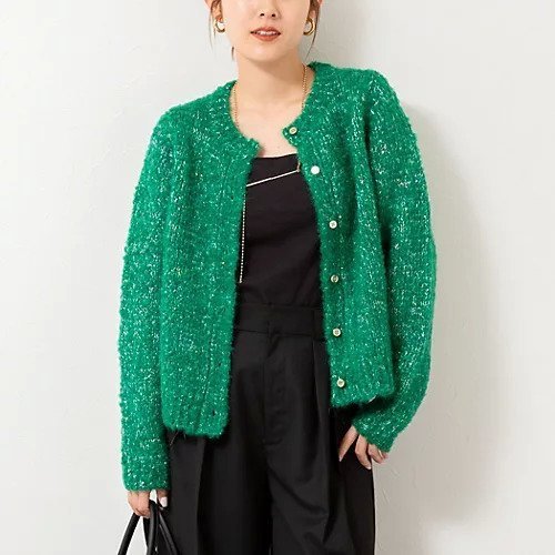 【ノーリーズ/NOLLEY'S】のモヘアスパンコールカーディガン インテリア・キッズ・メンズ・レディースファッション・服の通販 founy(ファニー) 　ファッション　Fashion　レディースファッション　Fashion for Women　トップス・カットソー　Cut & Sew Tops　カーディガン・羽織り　Layered Style Cardigans　2025年　2025　2025-2026秋冬・A/W　Autumn/Winter 2025–26 AW25–26　イタリア　Italy　カーディガン　Cardigan, Knitwear　スパンコール　Sequins, Sequin Embellishment　フレア　Flare, Flared　フロント　Front, Front Design　メタル　Metal, Metal Parts　ワイド　Wide, Wide Fit　冬　Winter / This Winter　グリーン|ID: prp329100004699986 ipo3291000000033936760