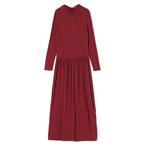 【アモーメント/AMOMENTO】のMOCK NECK JERSEY DRESS インテリア・キッズ・メンズ・レディースファッション・服の通販 founy(ファニー) 　ファッション　Fashion　レディースファッション　Fashion for Women　ワンピース　Dresses　フォーマル・パーティードレス・結婚式用ドレス　Elegant & Casual Dresses　2025年　2025　2025-2026秋冬・A/W　Autumn/Winter 2025–26 AW25–26　ギャザー　Gathered, Ruffled　フェミニン　Feminine, Girly　ロング　Long, Long-Length　RED|ID: prp329100004700039 ipo3291000000033937269