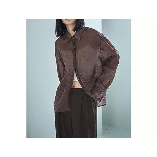 【マージュール/marjour】のWRINKLE SHEER SHIRTS インテリア・キッズ・メンズ・レディースファッション・服の通販 founy(ファニー) 　ファッション　Fashion　レディースファッション　Fashion for Women　トップス・カットソー　Cut & Sew Tops　シャツ・ブラウス・オフィスカジュアル　Elegant Blouses & Button-Ups　インナー　Innerwear　オーガンジー　Organza Fabric　秋　Autumn　グラデーション　Gradient, Ombre　シアー　Sheer, See-Through　シンプル　Simple, Minimal　ジャケット　Jacket, Outerwear　ストレッチ　Stretch, Stretchy Fabric　タートル　Turtleneck, Turtle Collar　ポケット　Pocket, Pocket Detail　羽織　Haori, Light Jacket　ランダム　Random, Irregular　冬　Winter / This Winter　夏　Summer　BROWN|ID: prp329100004700184 ipo3291000000035439397