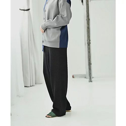 【スタイルデリ/STYLE DELI】の【BLK001】ストラクチャーリブワイドパンツ 人気、トレンドファッション・服の通販 founy(ファニー) 　ファッション　Fashion　レディースファッション　Fashion for Women　パンツ　Pants & Trousers　春　Spring　秋　Autumn　カットソー　Cut and Sewn Top　カーディガン　Cardigan, Knitwear　シンプル　Simple, Minimal　セットアップ　Set-Up, Coordinated Outfit　バランス　Balance, Style Balance　リラックス　Relax, Relaxed Fit　ロング　Long, Long-Length　ワイド　Wide, Wide Fit　おすすめ　Recommended / Our Picks　 other-1|ID: prp329100004700191 ipo3291000000033938322