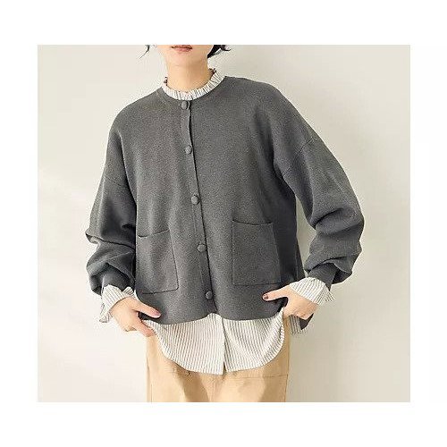 【エニー/ANY】のスウェットライクニットカーディガン インテリア・キッズ・メンズ・レディースファッション・服の通販 founy(ファニー) 　ファッション　Fashion　レディースファッション　Fashion for Women　トップス・カットソー　Cut & Sew Tops　ニット　Knit Tops & Sweaters　カーディガン・羽織り　Layered Style Cardigans　レディースパーカー・カジュアルフーディー　Casual Hoodies & Sweatshirts　スウェット・クルーネックトップス　Sweatshirts & Crewnecks / Relaxed Fit Sweat Tops　カーディガン　Cardigan, Knitwear　クッション　Cushion, Throw Pillow　ストレッチ　Stretch, Stretchy Fabric　スリット　Slit, Slit Detail　ポケット　Pocket, Pocket Detail　羽織　Haori, Light Jacket　おすすめ　Recommended / Our Picks　エレガント 上品　Elegant　グレー|ID: prp329100004703285 ipo3291000000033963212